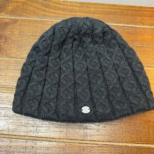 Spyder Cable Knit Fleece Lined Beanie Hat Charcoal Grey Women One Size Warm